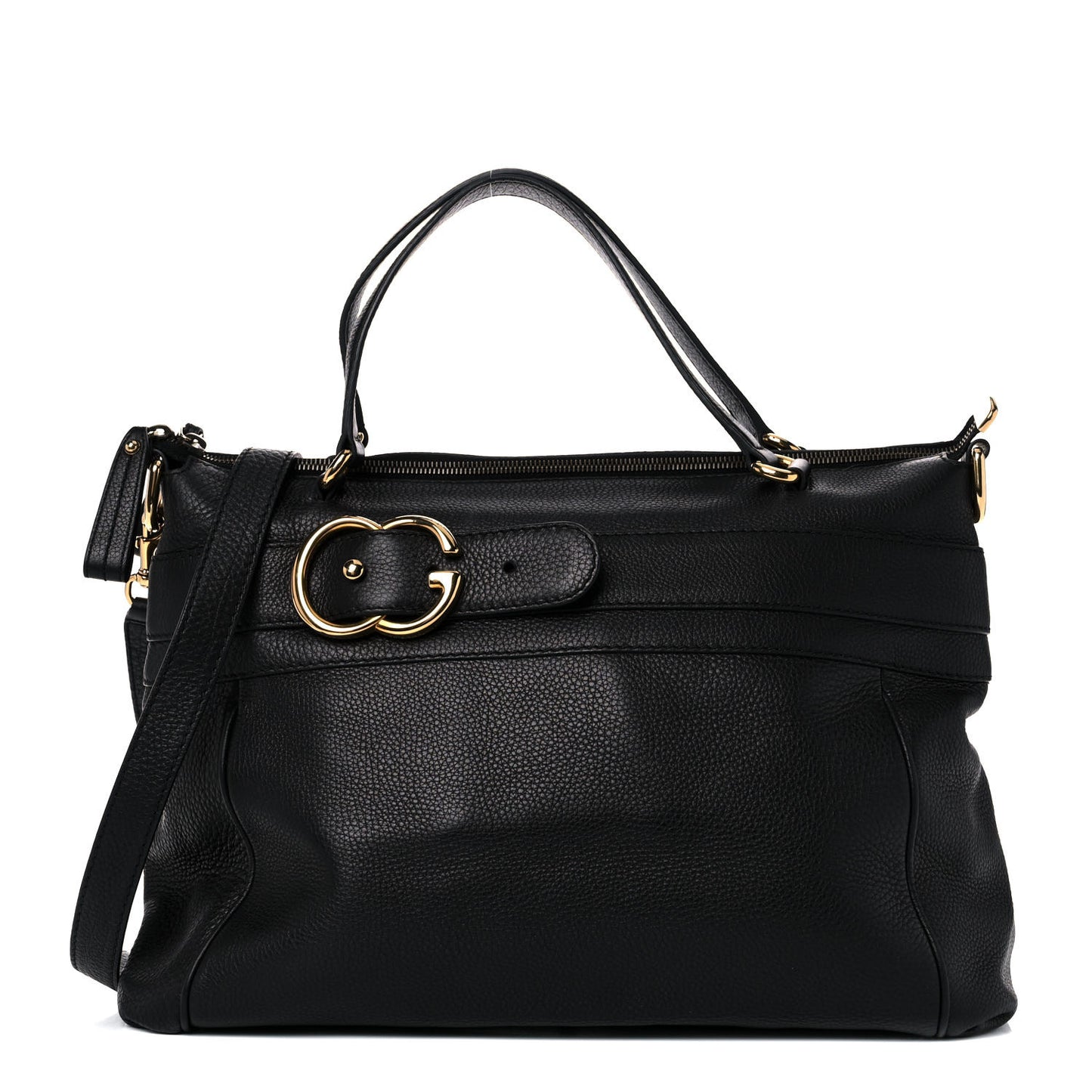 Pebbled Calfskin Ride Medium Top Handle Bag Black