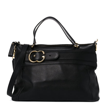 Gucci Pebbled Calfskin Ride Medium Top Handle Bag Black 1 of 11