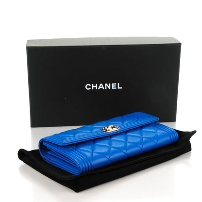 Chanel Lambskin Quilted Boy Flap Wallet Blue 4 of 8