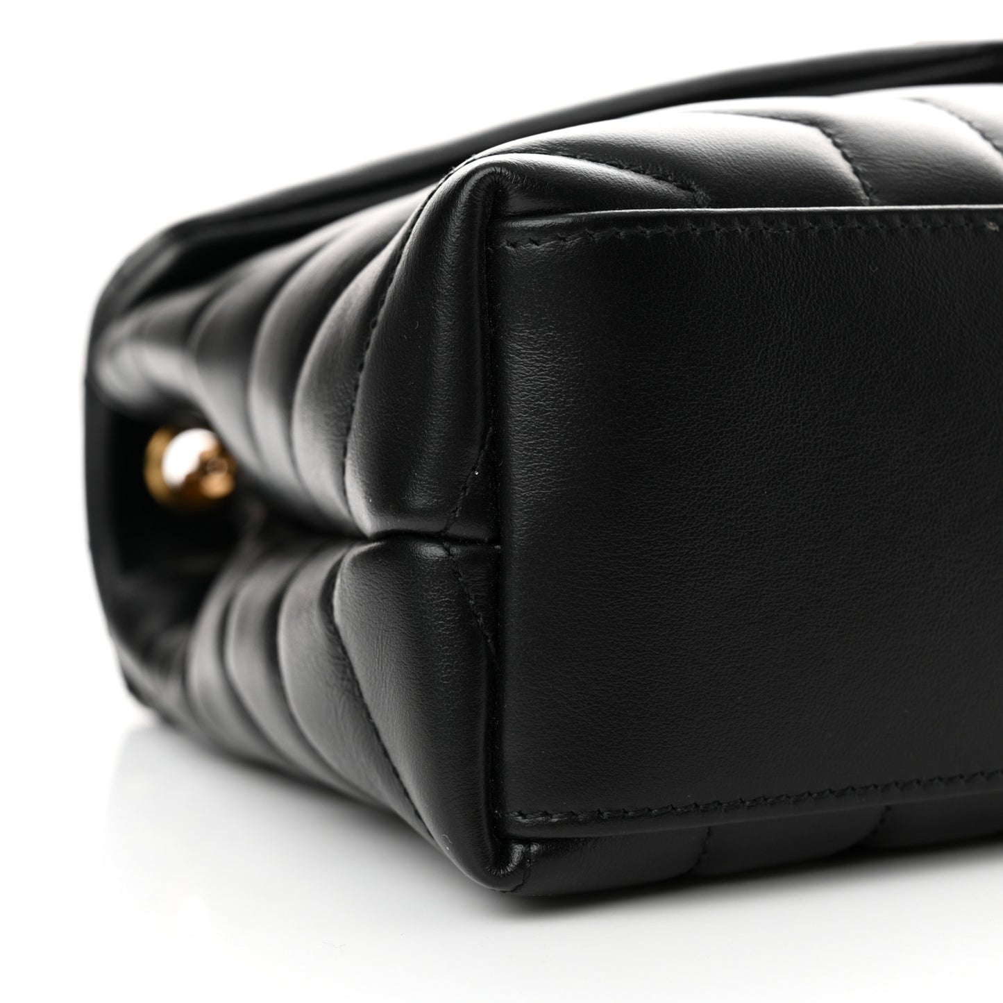 Calfskin Y Quilted Monogram Small Loulou Chain Satchel Black