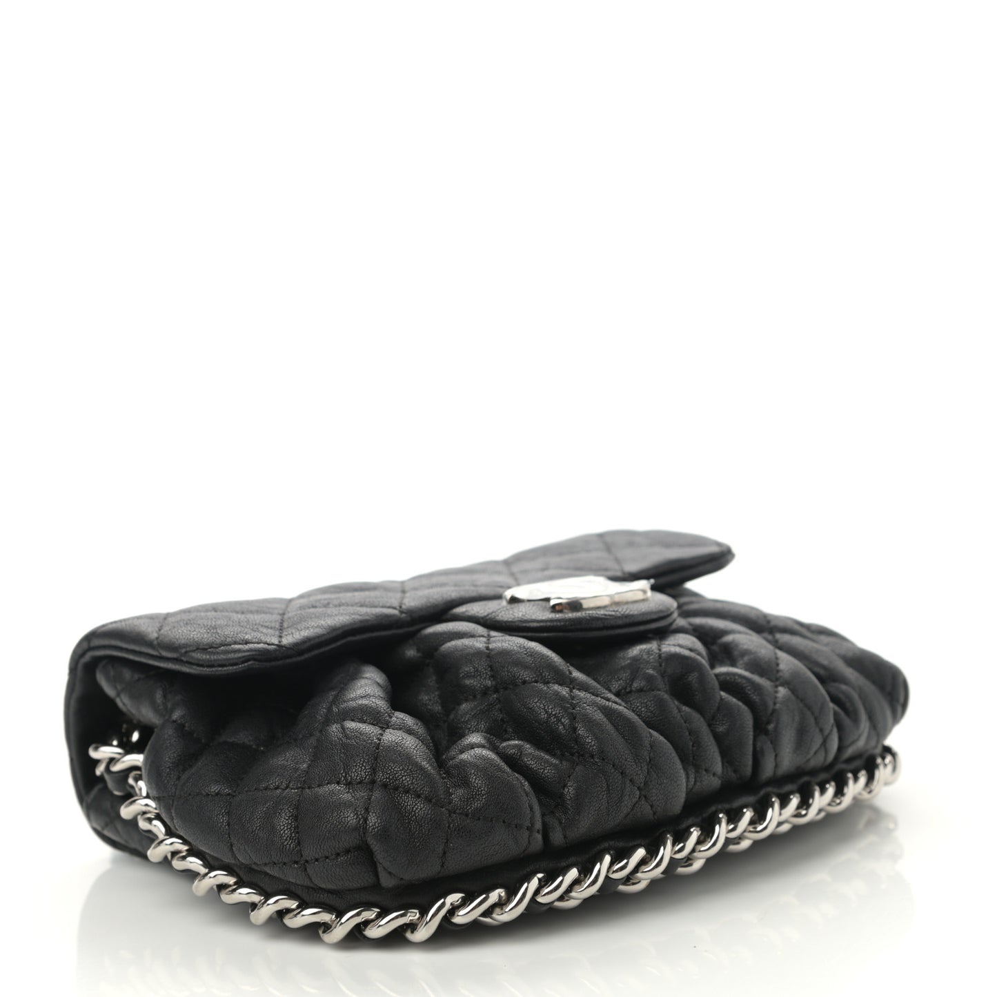 Washed Lambskin Quilted Mini Chain Around Messenger Black