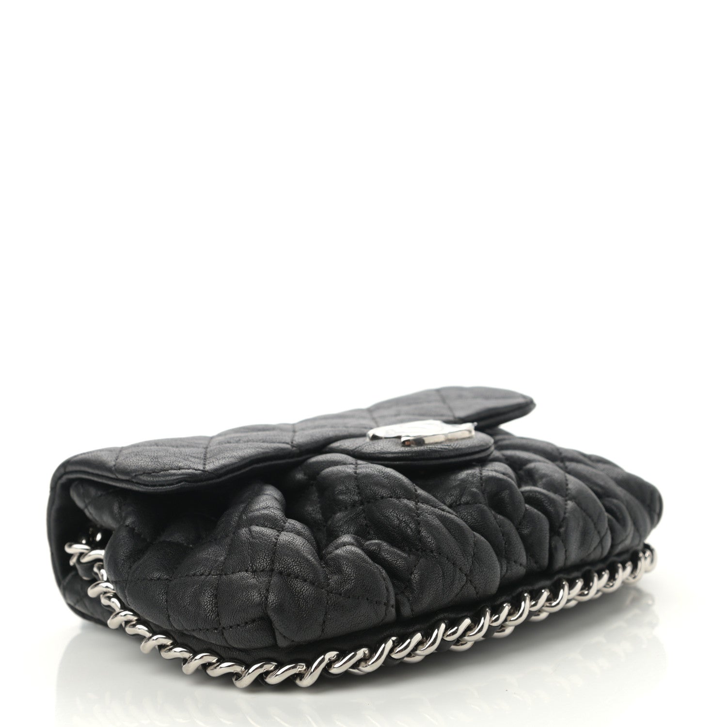 Chanel Washed Lambskin Quilted Mini Chain Around Messenger Black 4 of 10
