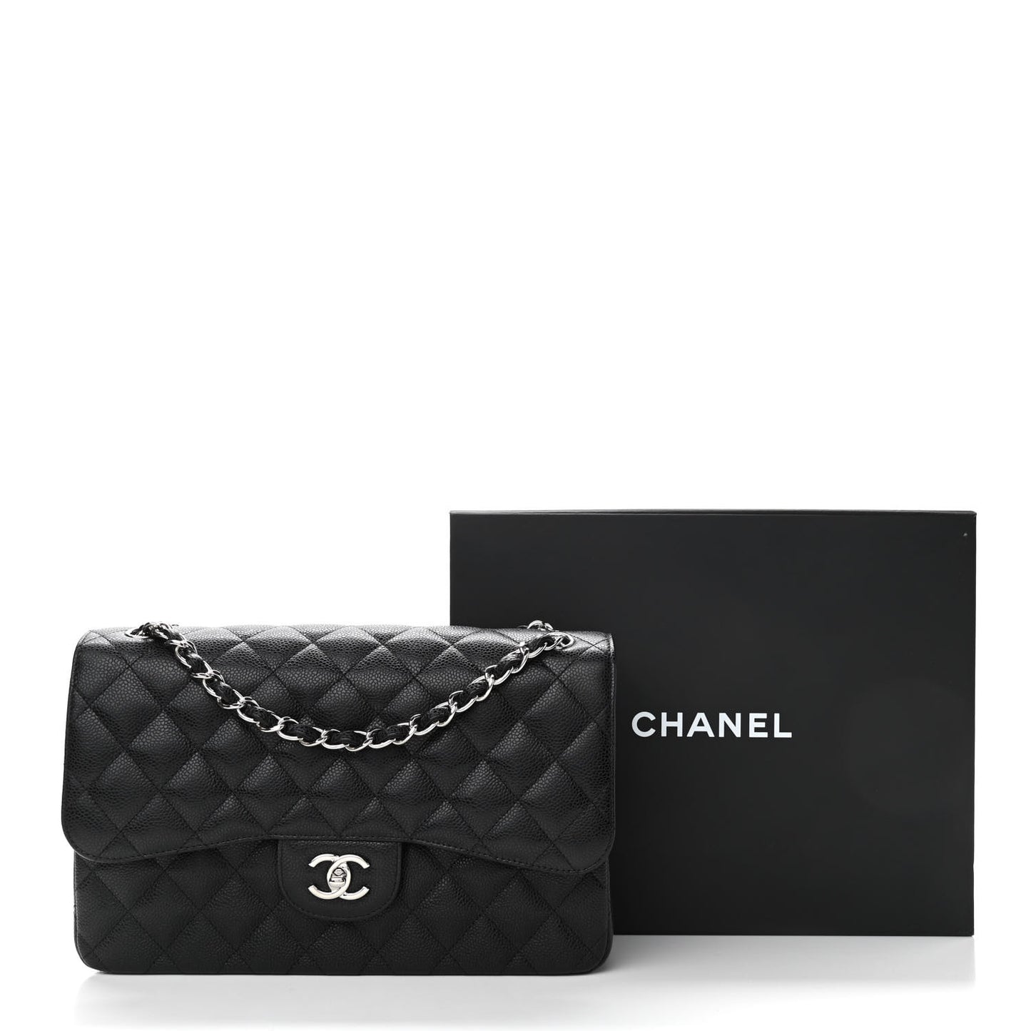 Caviar Quilted Jumbo Double Flap Black