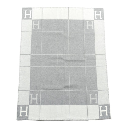 Hermes Wool Cashmere Avalon III Blanket Ecru Gris Clair 1 of 3