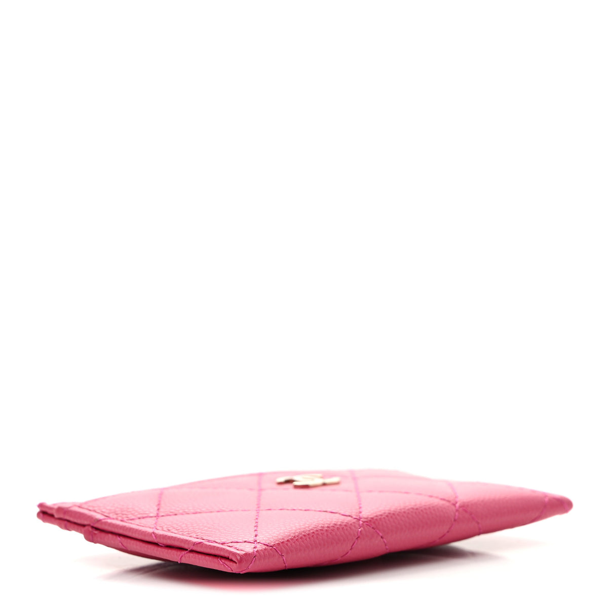 Caviar Quilted Card Holder Fuchsia