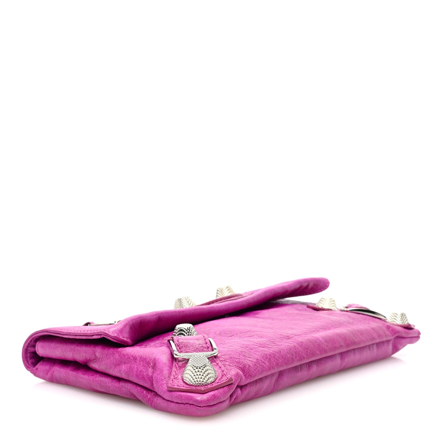 Agneau Giant 21 Silver Hardware Envelope Clutch Cyclamen