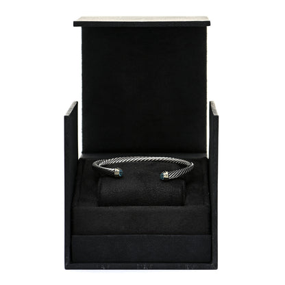 David Yurman Sterling Silver 14K Yellow Gold Blue Topaz 5mm Cable Classics Petite Color Bracelet 4 of 7