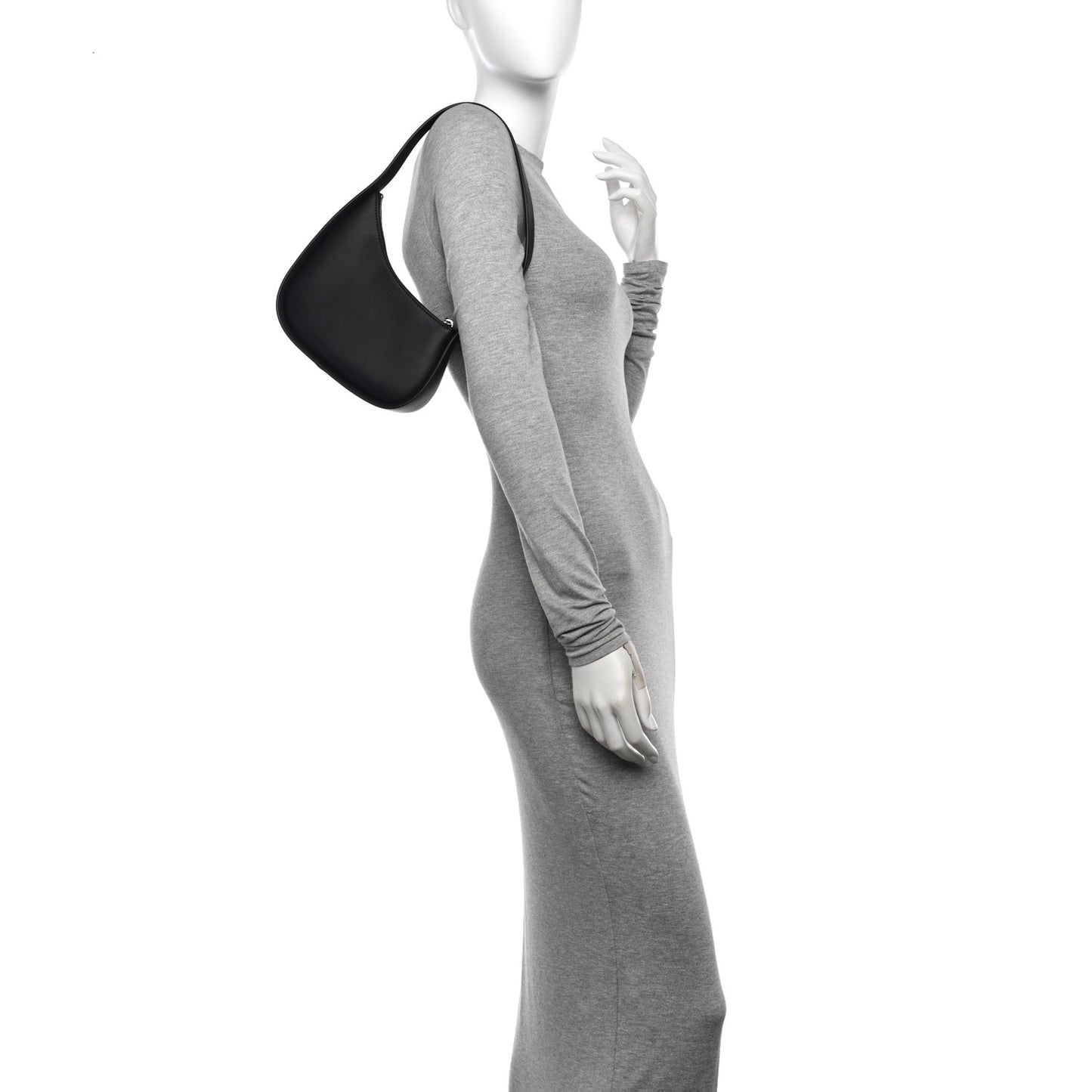 Smooth Calfskin Half Moon Shoulder Bag Black