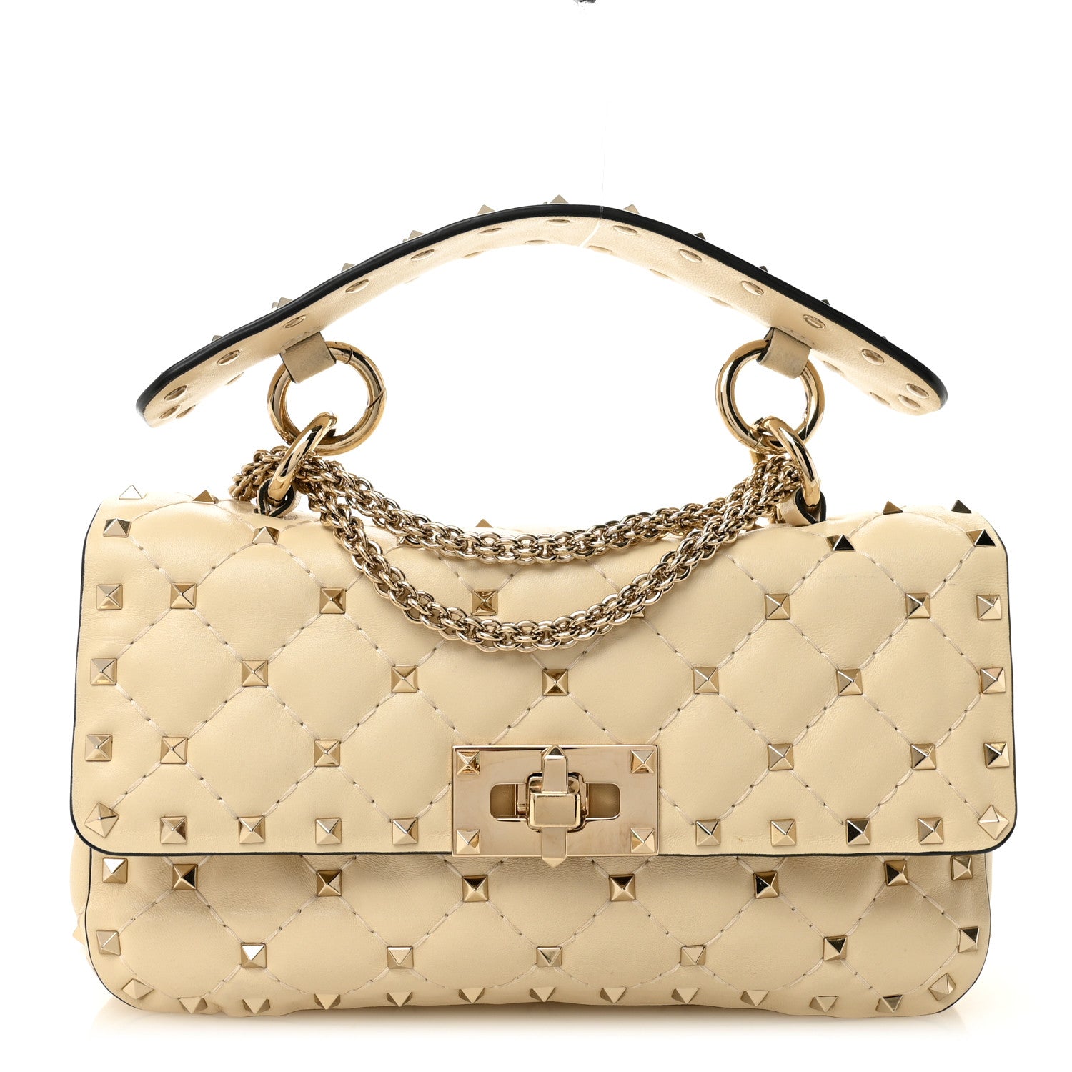 Valentino Garavani Nappa Small Rockstud Spike Shoulder Bag Light Ivory 1 of 12