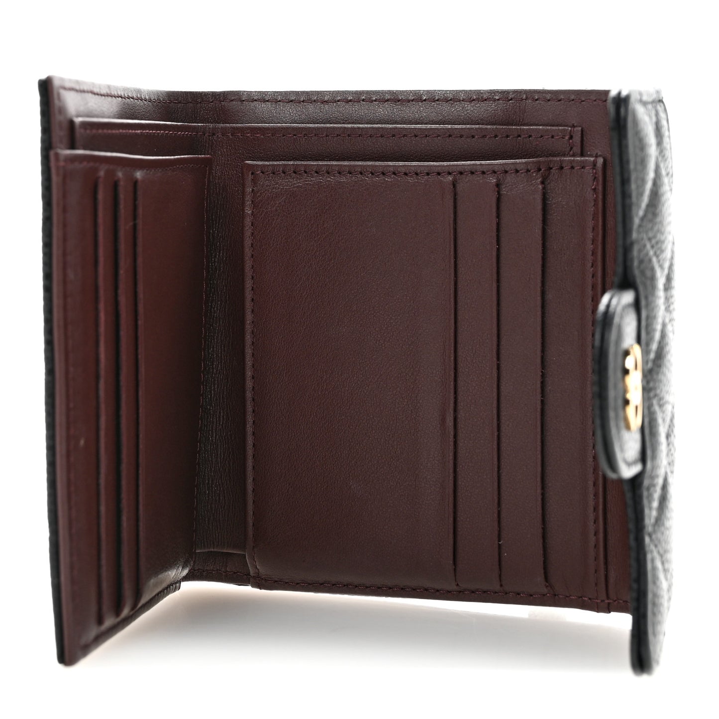 Caviar Quilted Compact Flap Wallet Black
