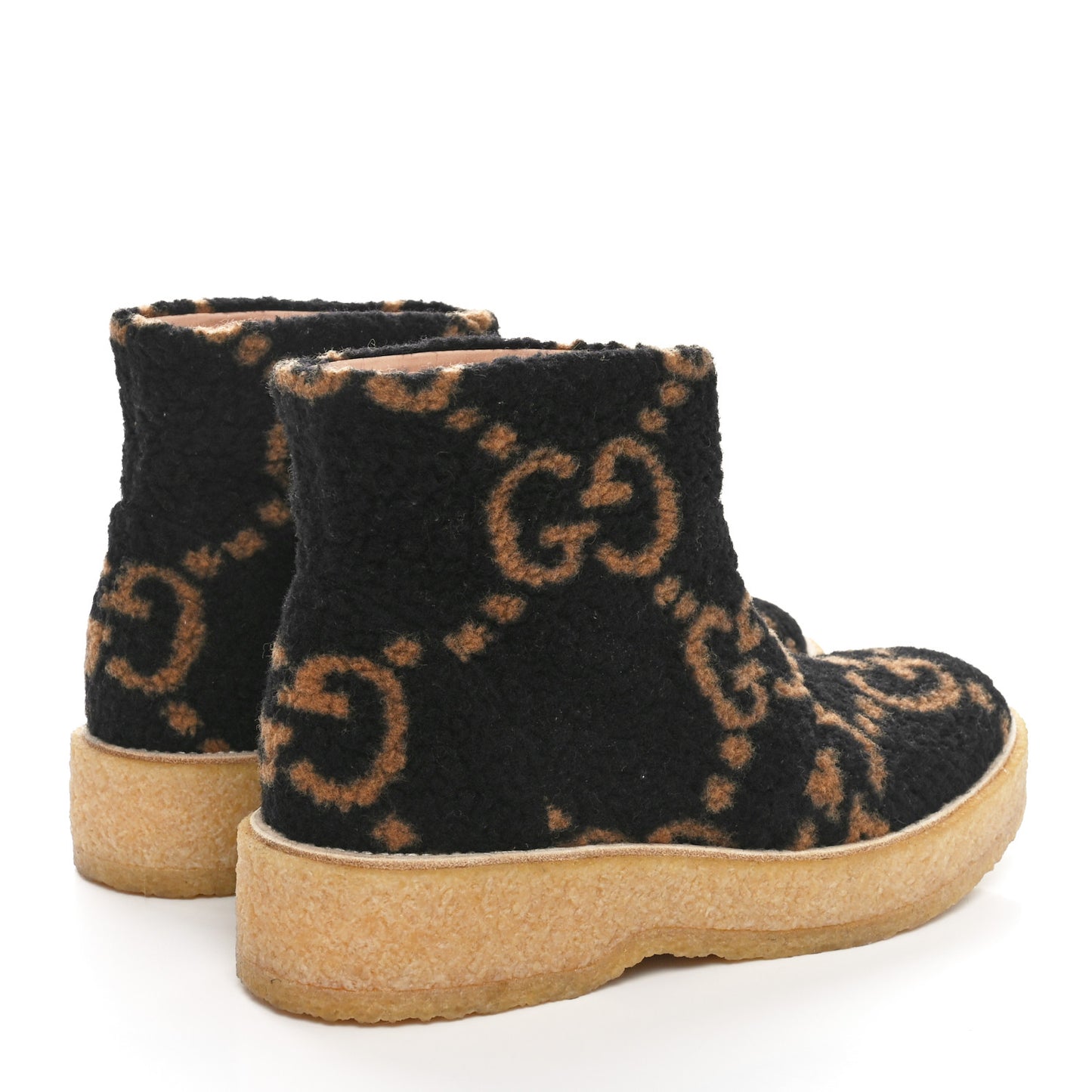 Faux Shearling Hooper GG Womens Ankle Boots 40 Black Natural Tan