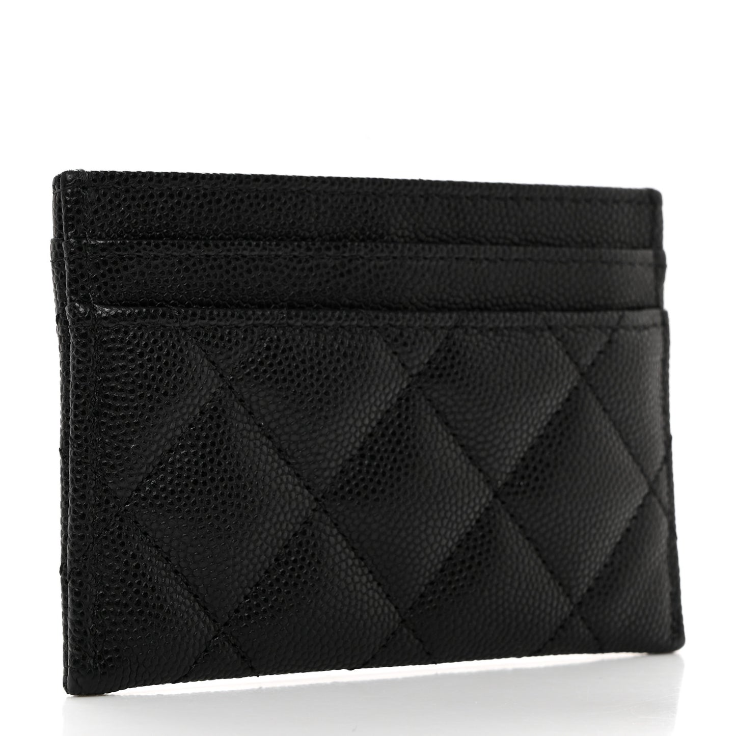 Caviar Metal Perforated Quilted CC Card Holder Black
