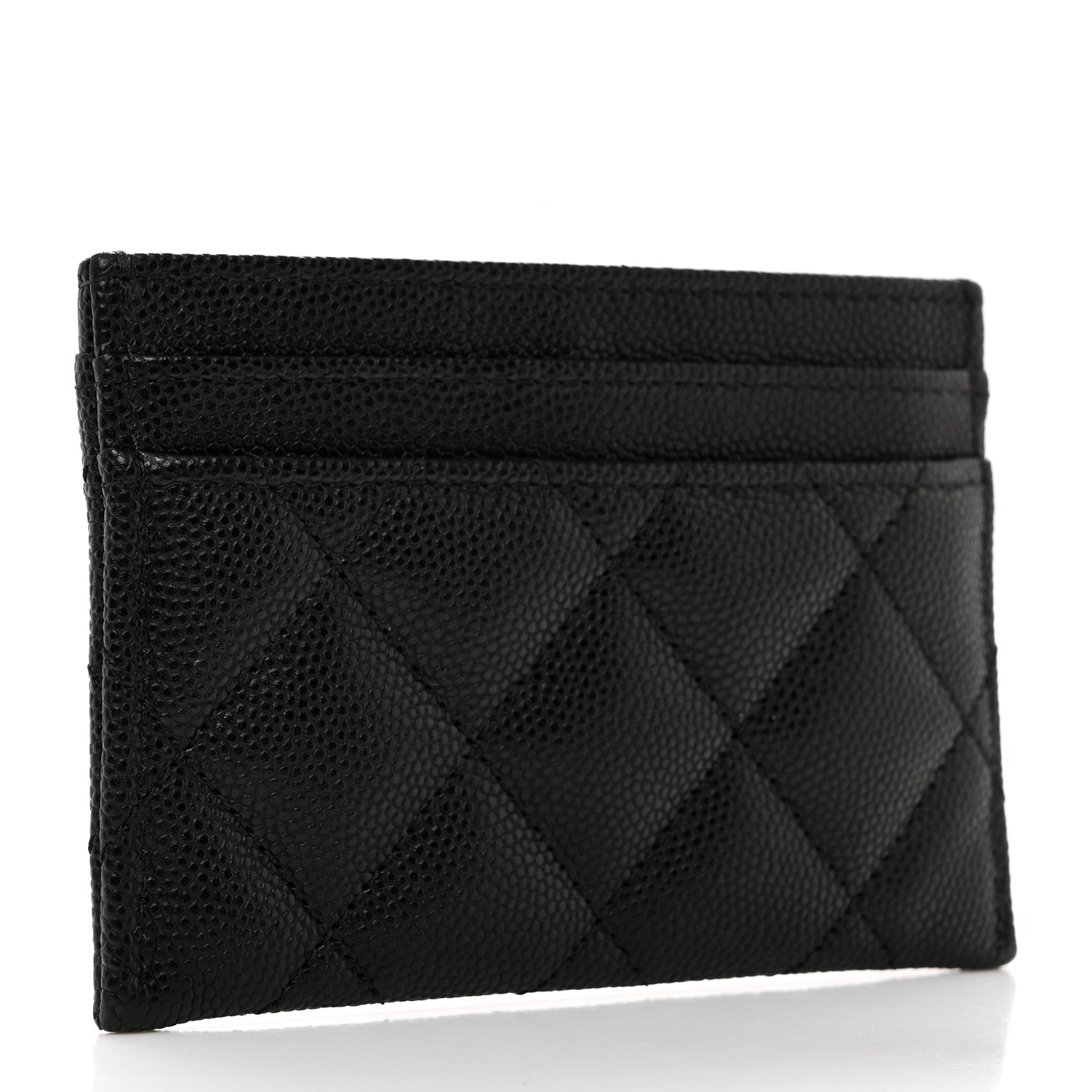 Chanel Caviar Metal Perforated Quilted CC Card Holder Black 3 of 9