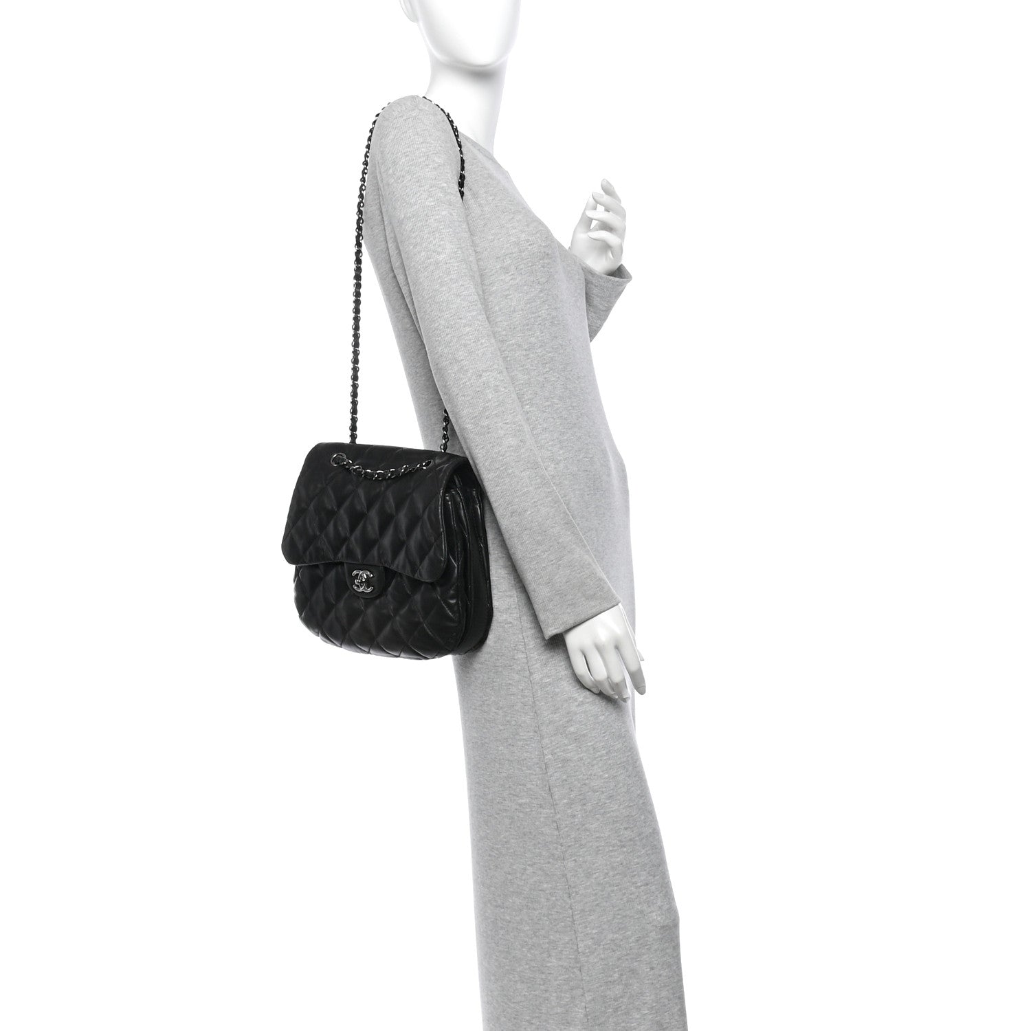 Chanel Lambskin Quilted Large Chanel 3 Flap Black 2 of 14
