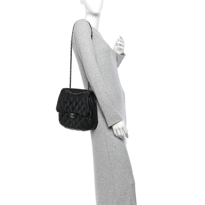 Chanel Lambskin Quilted Large Chanel 3 Flap Black 2 of 14