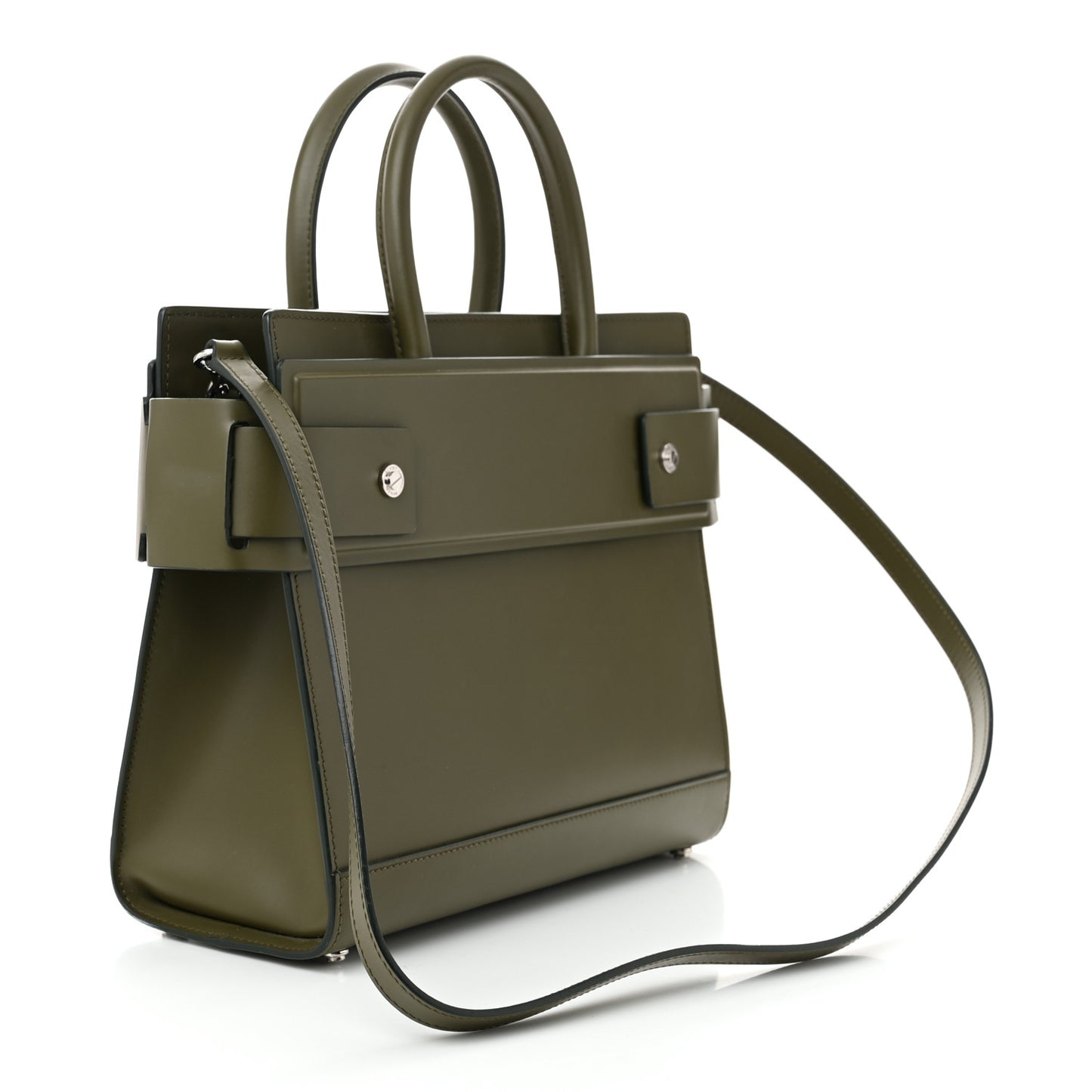 Smooth Calfskin Small Horizon Satchel Khaki