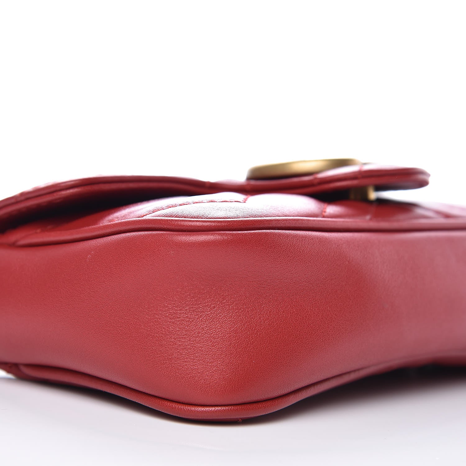 Gucci Calfskin Matelasse Super Mini GG Marmont Shoulder Bag Hibiscus Red 9 of 11