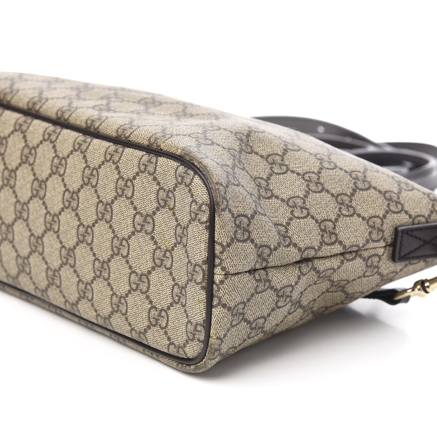 GG Supreme Monogram Medium Zippered Tote Dark Brown