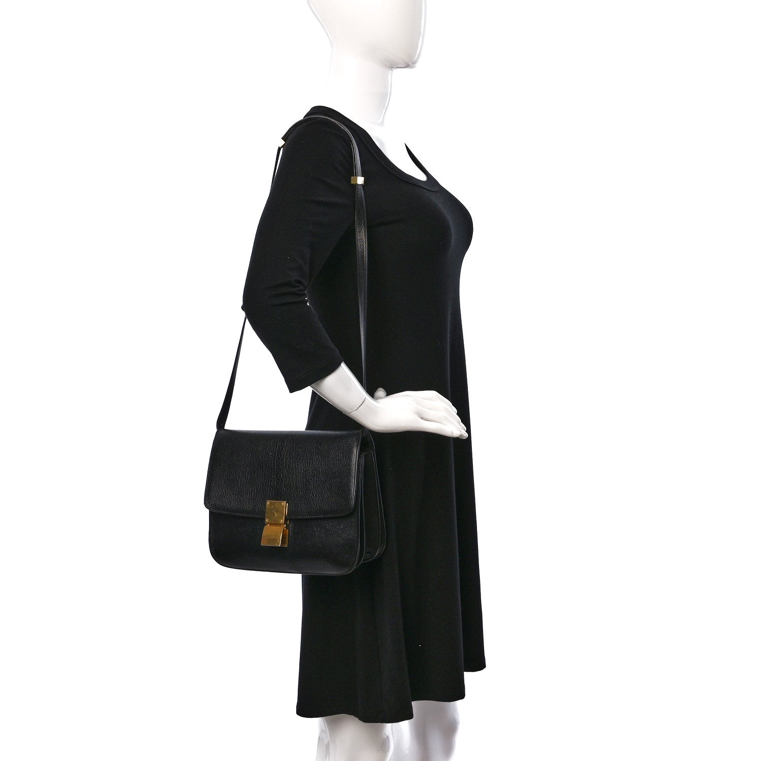 Celine Goatskin Medium Classic Box Flap Bag Black 2 of 15