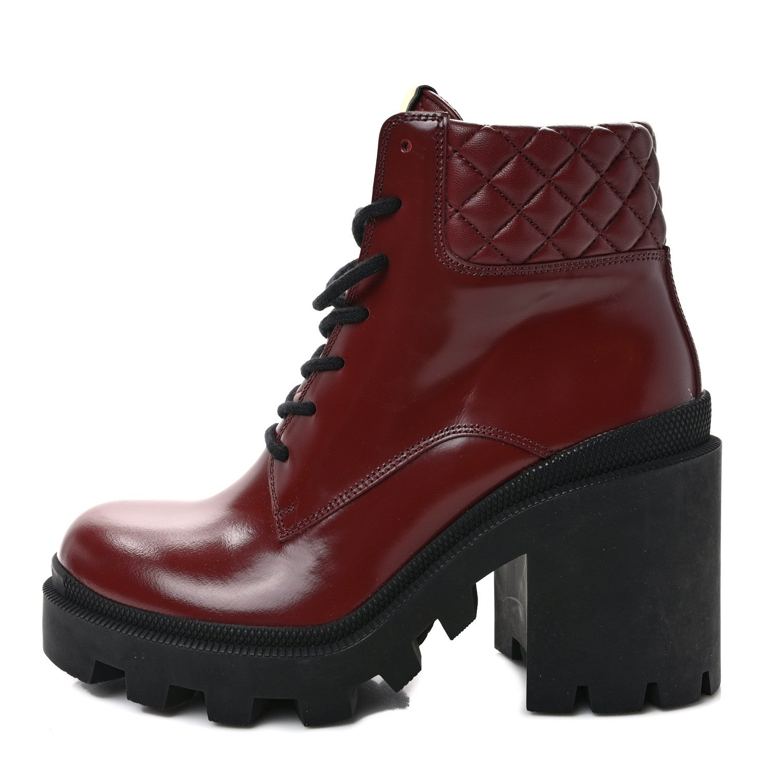 Gucci Magnum Calfskin Nappa Quilted Lace Up Ankle Boots 38.5 Garnet Red 1 of 9