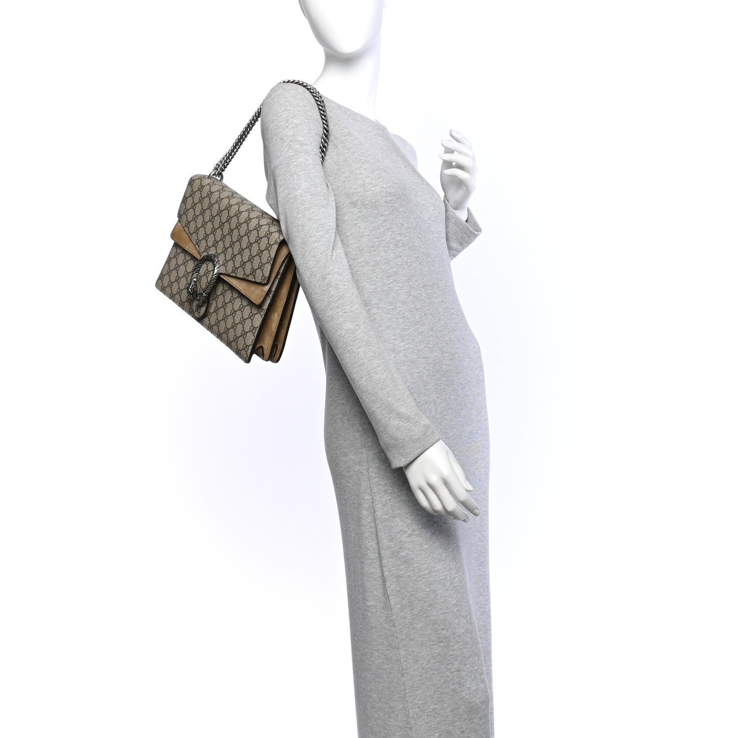 Gucci GG Supreme Monogram Medium Dionysus Shoulder Bag Taupe 2 of 10