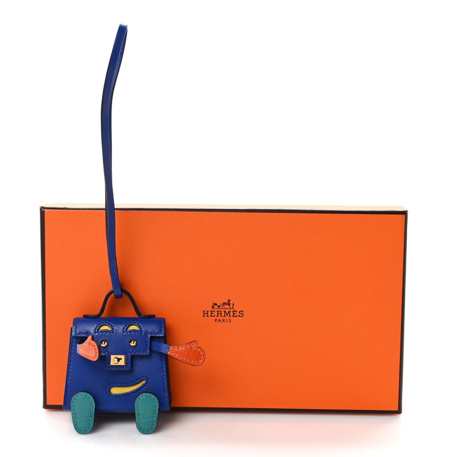 Hermes Tadelakt Chevre Mysore Kelly Quelle Idole Bag Charm Bleu Electrique Feu 5 of 5