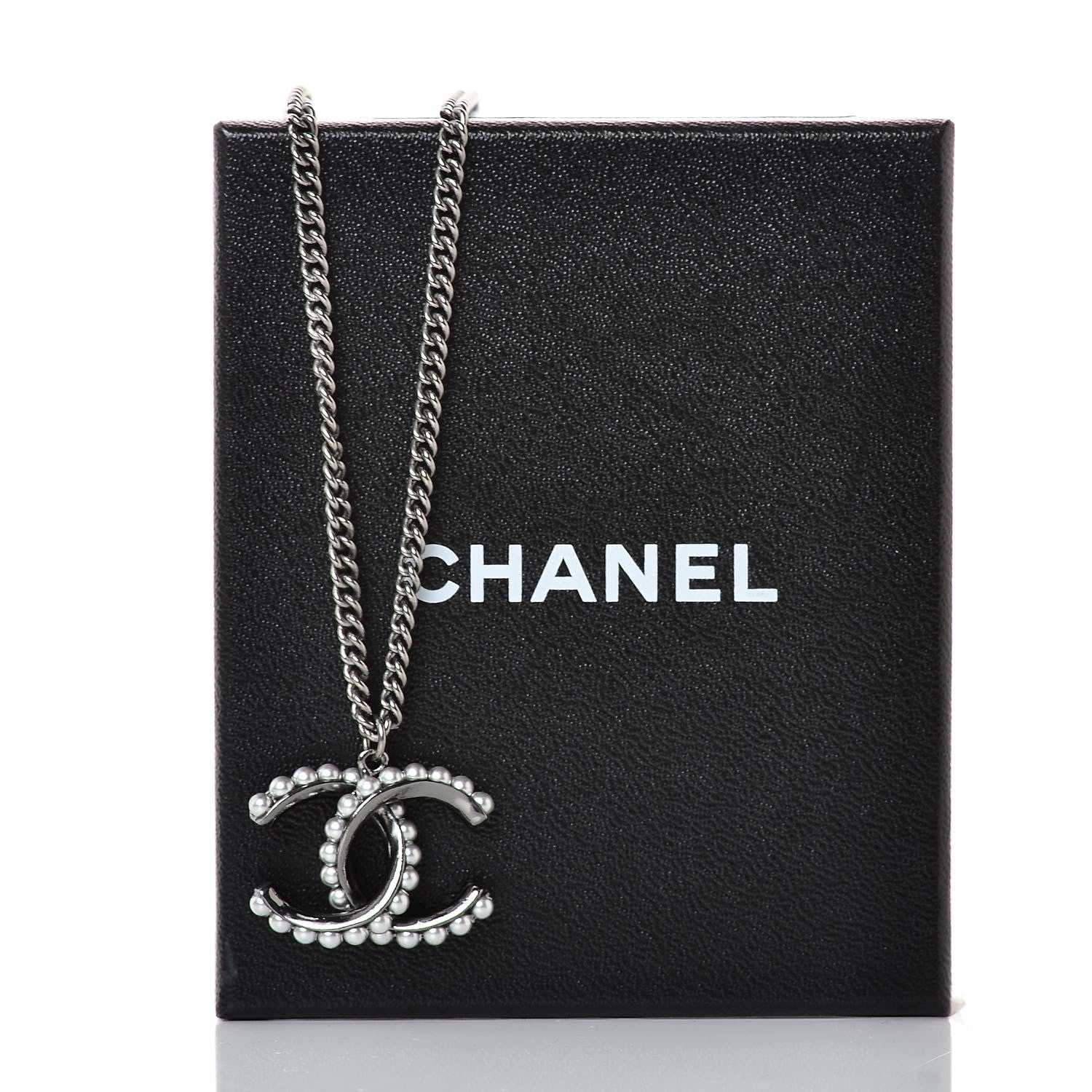 Chanel Ruthenium Pearl CC Pendant Necklace 6 of 6