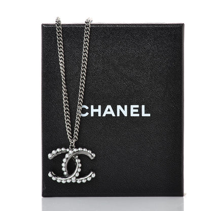 Chanel Ruthenium Pearl CC Pendant Necklace 6 of 6