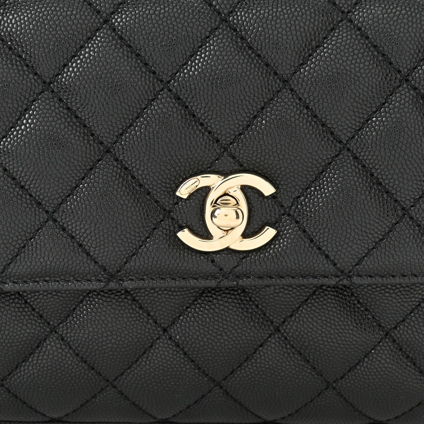 Caviar Quilted Mini Coco Handle Flap Black