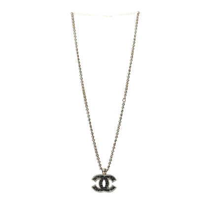 Chanel Metal Crystal Scarab CC Necklace Gold Silver 3 of 6