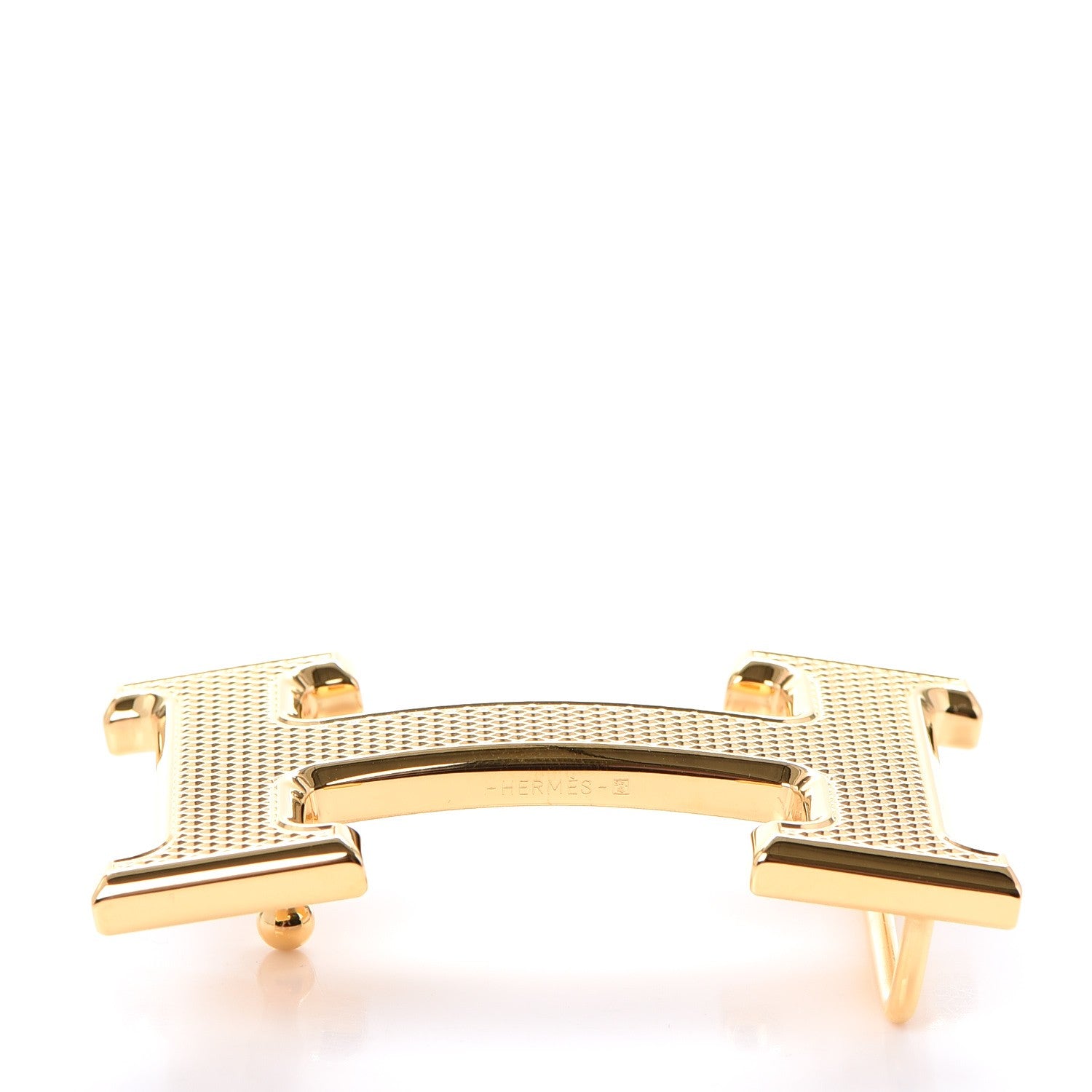Hermes Guilloche 32mm H Belt Buckle Gold 3 of 6