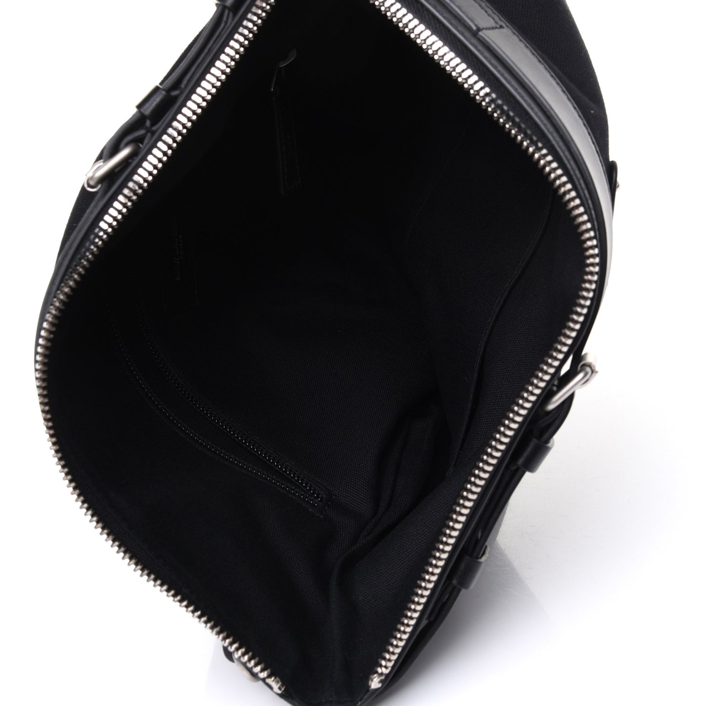 Canvas Calfskin Belted Flat Messenger Bag Black