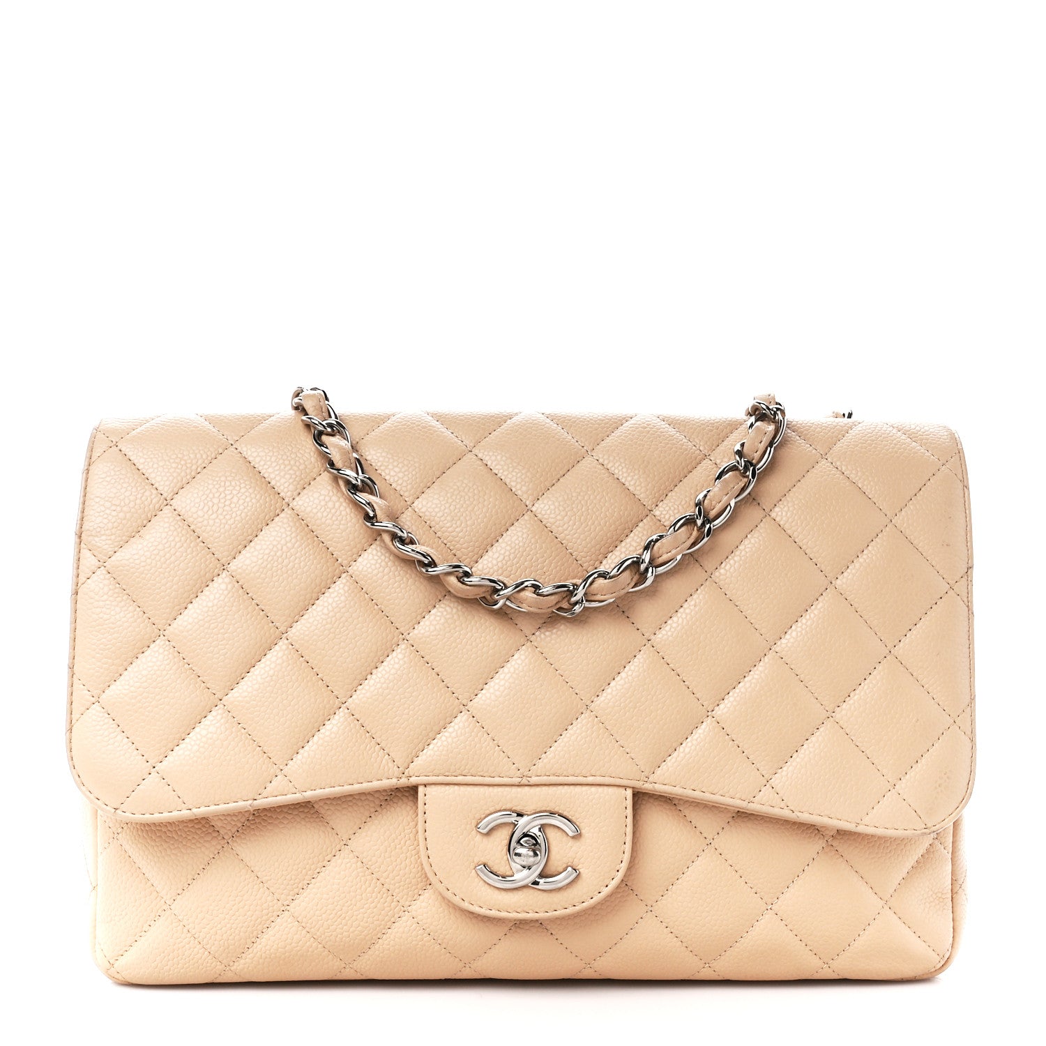 Chanel Caviar Quilted Jumbo Single Flap Beige 1 of 12