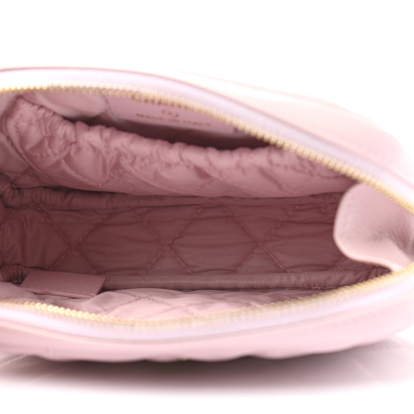 Caviar Quilted Small Curvy Pouch Cosmetic Case Light Pink