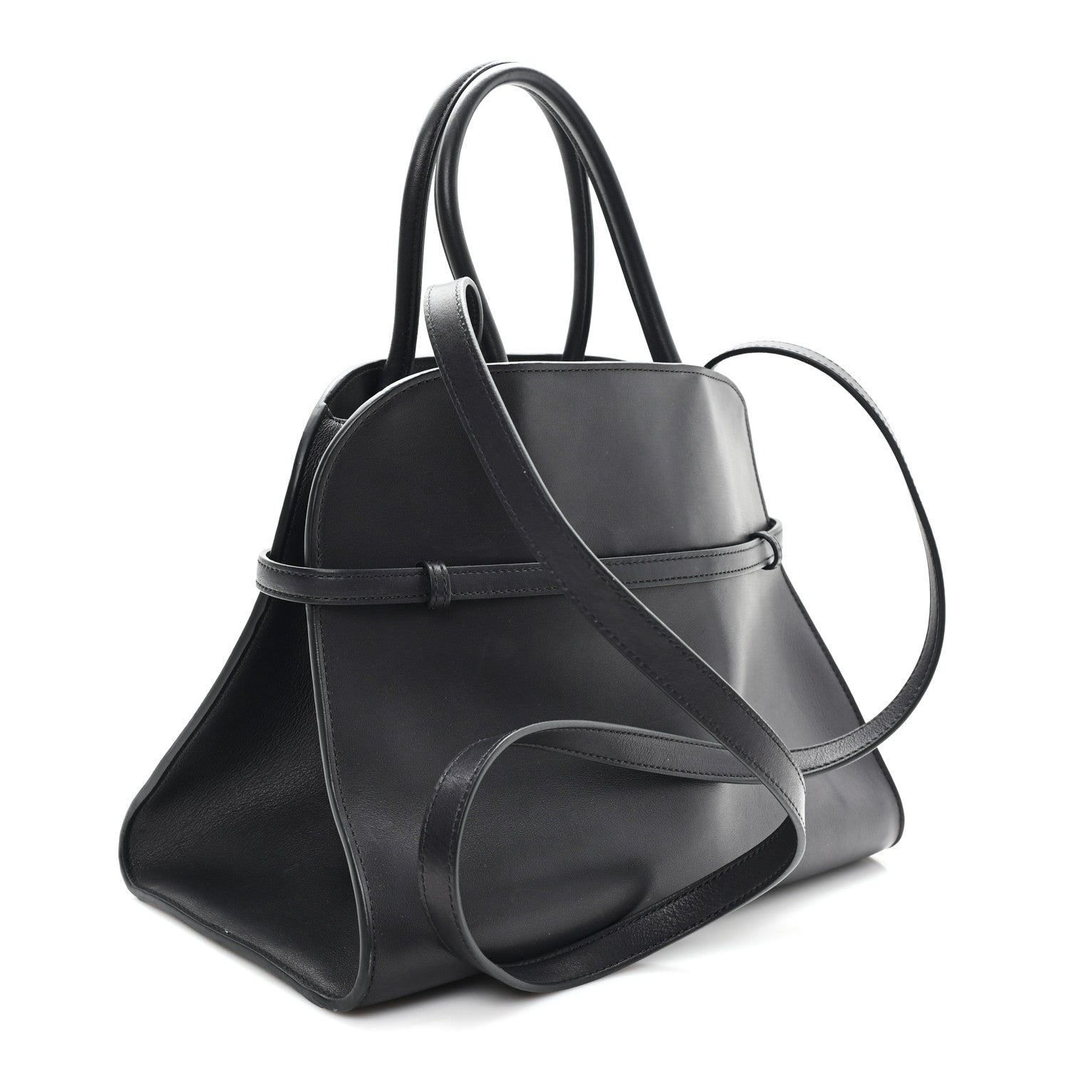 The Row Polished Saddle Calfskin Soft Margaux 12 Black 3 of 11