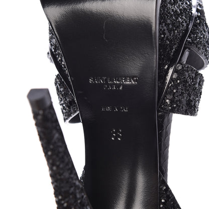 Saint Laurent Lacquer Ayers Glitter 105 Platform Sandals 38 Black 7 of 8