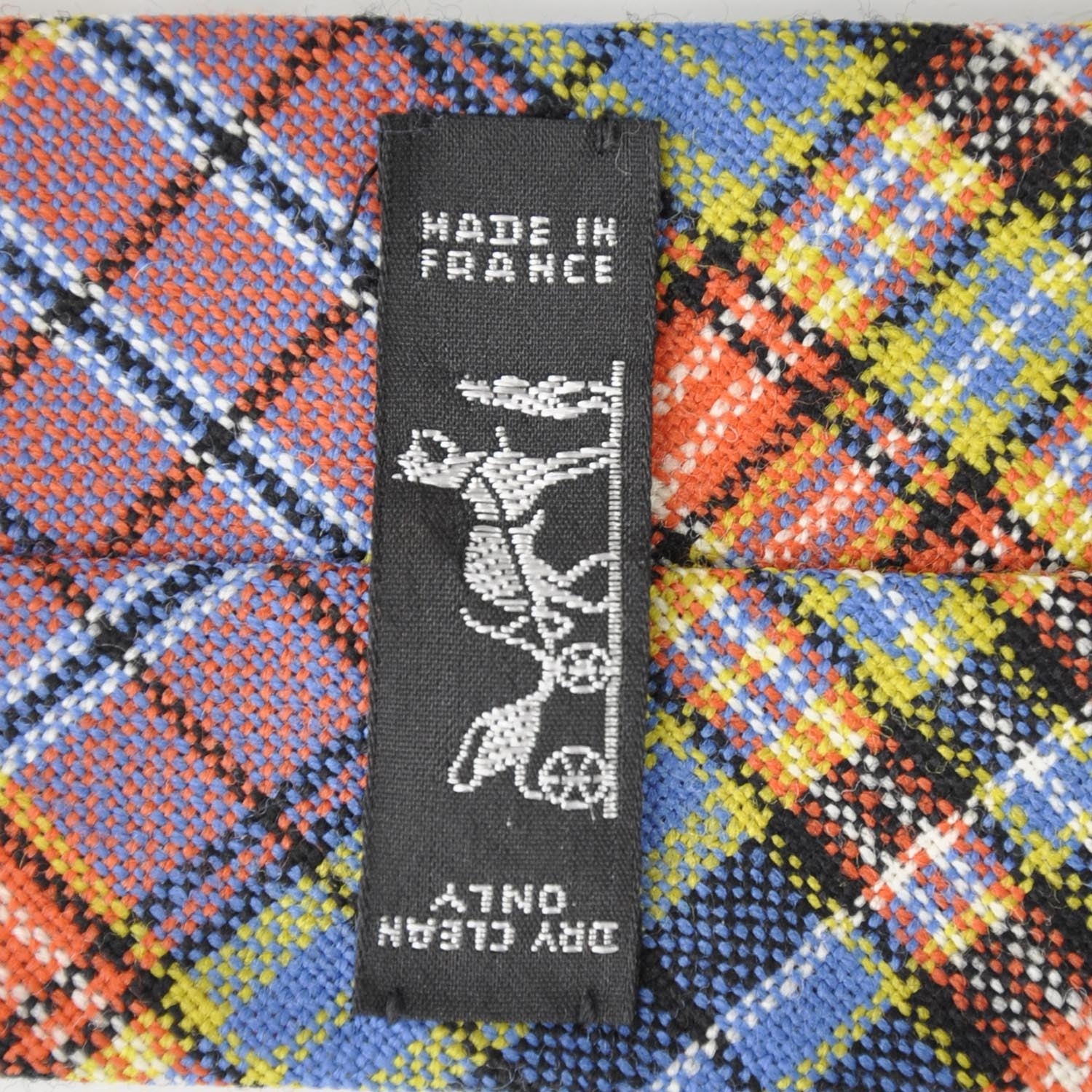 Hermes Mens Wool Plaid Neck Tie 3 of 4