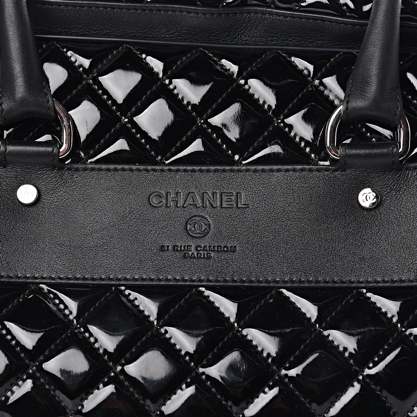Patent Quilted Travel Bag Black