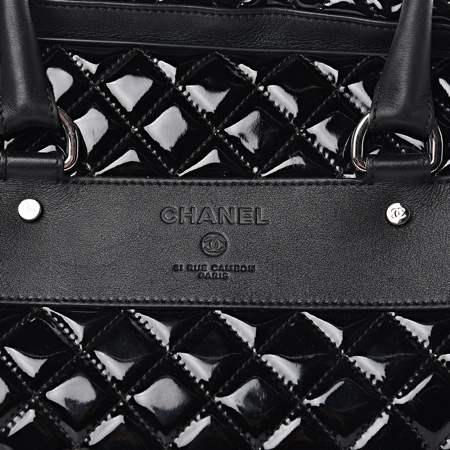 Chanel Patent Quilted Travel Bag Black 12 of 16