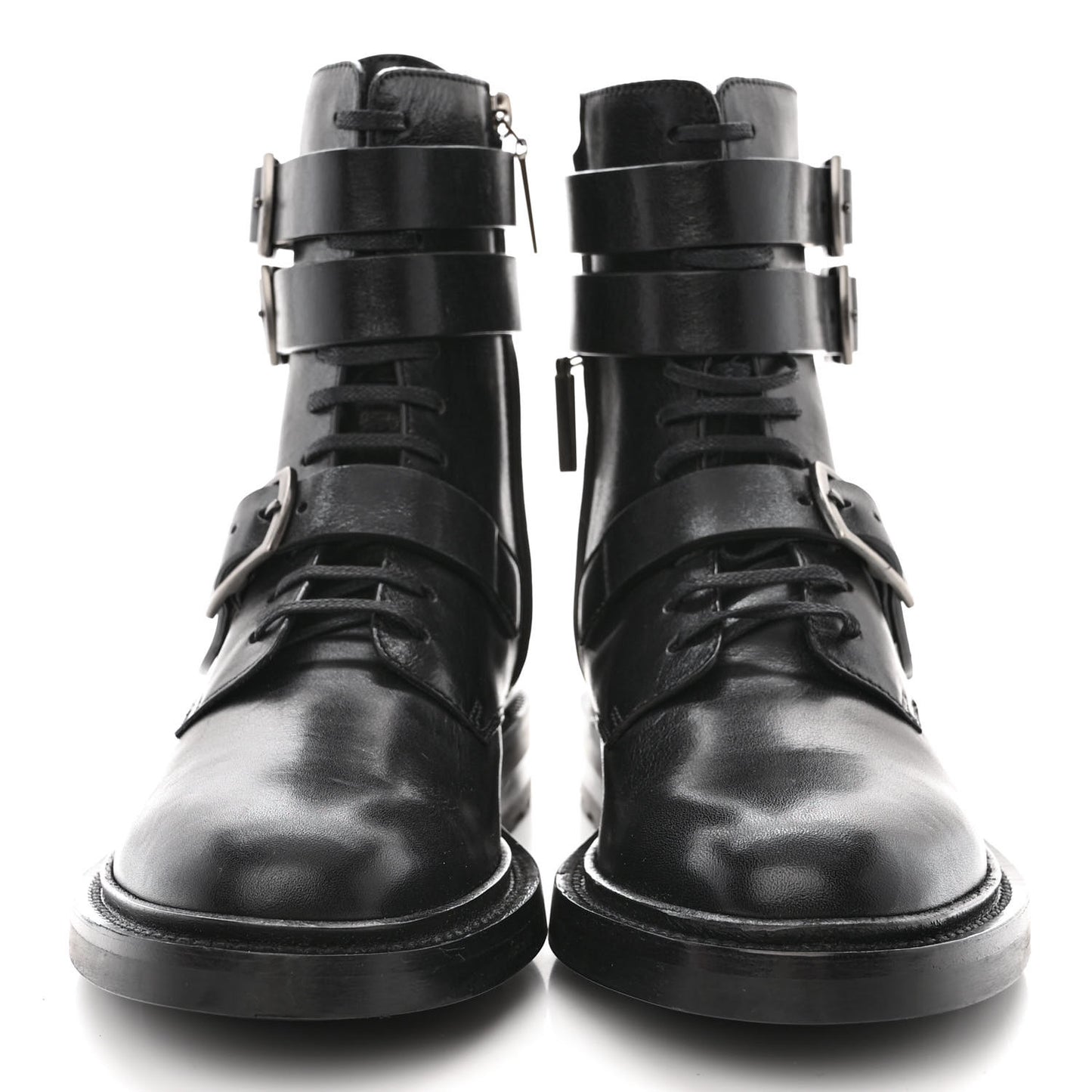Kangaroo Calfskin Embossed Army 20 Strap Boots 37 Black