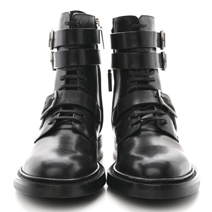 Saint Laurent Kangaroo Calfskin Embossed Army 20 Strap Boots 37 Black 2 of 9