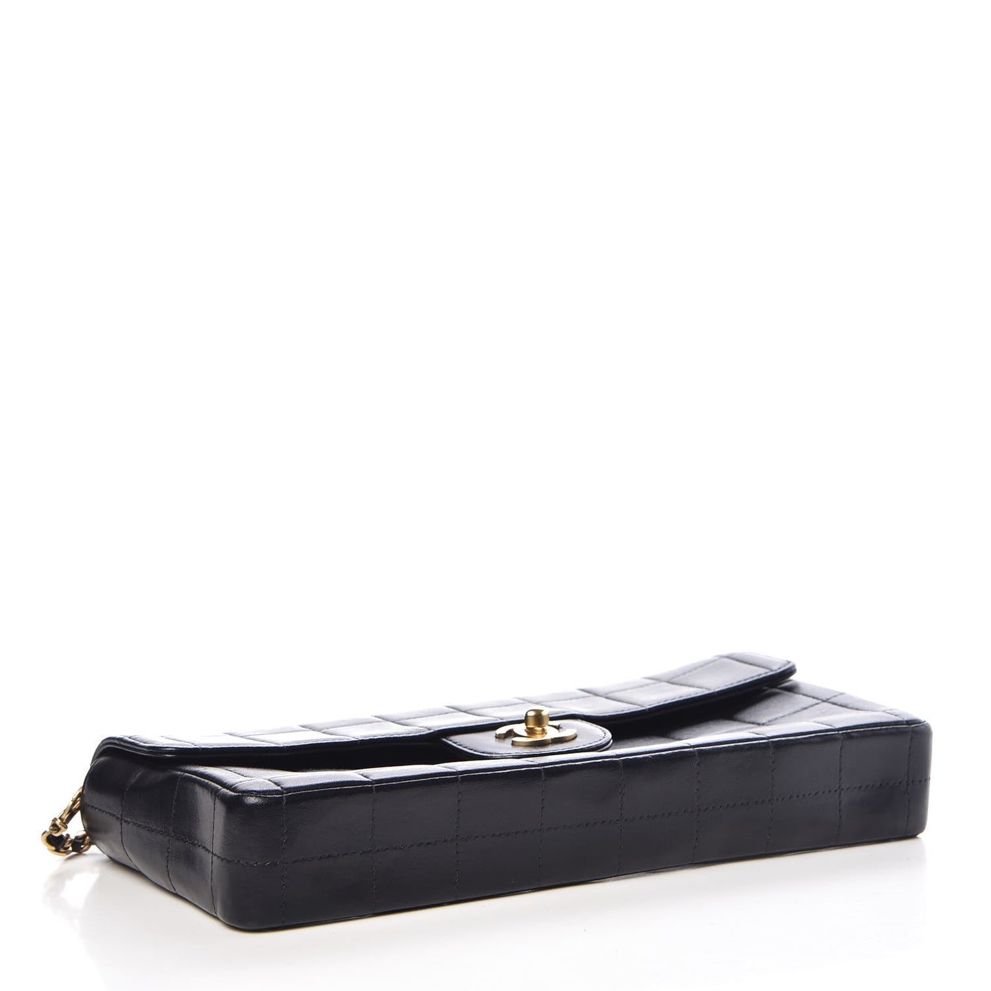 Lambskin East West Chocolate Bar Flap Black