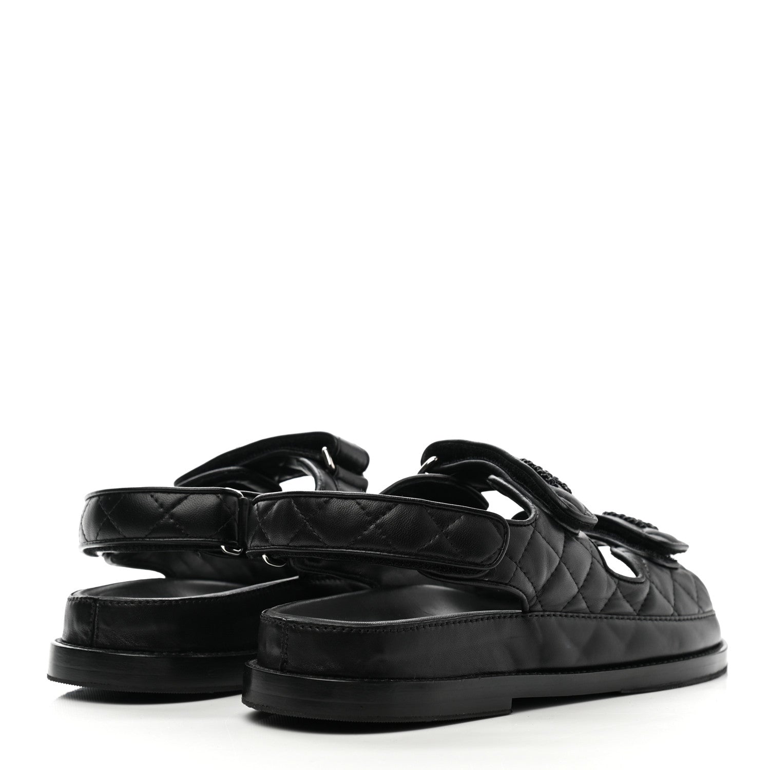 Chanel Lambskin Velcro Dad Sandals 38 Black 4 of 9