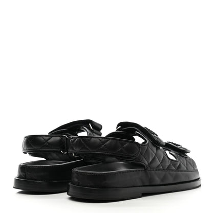 Chanel Lambskin Velcro Dad Sandals 38 Black 4 of 9