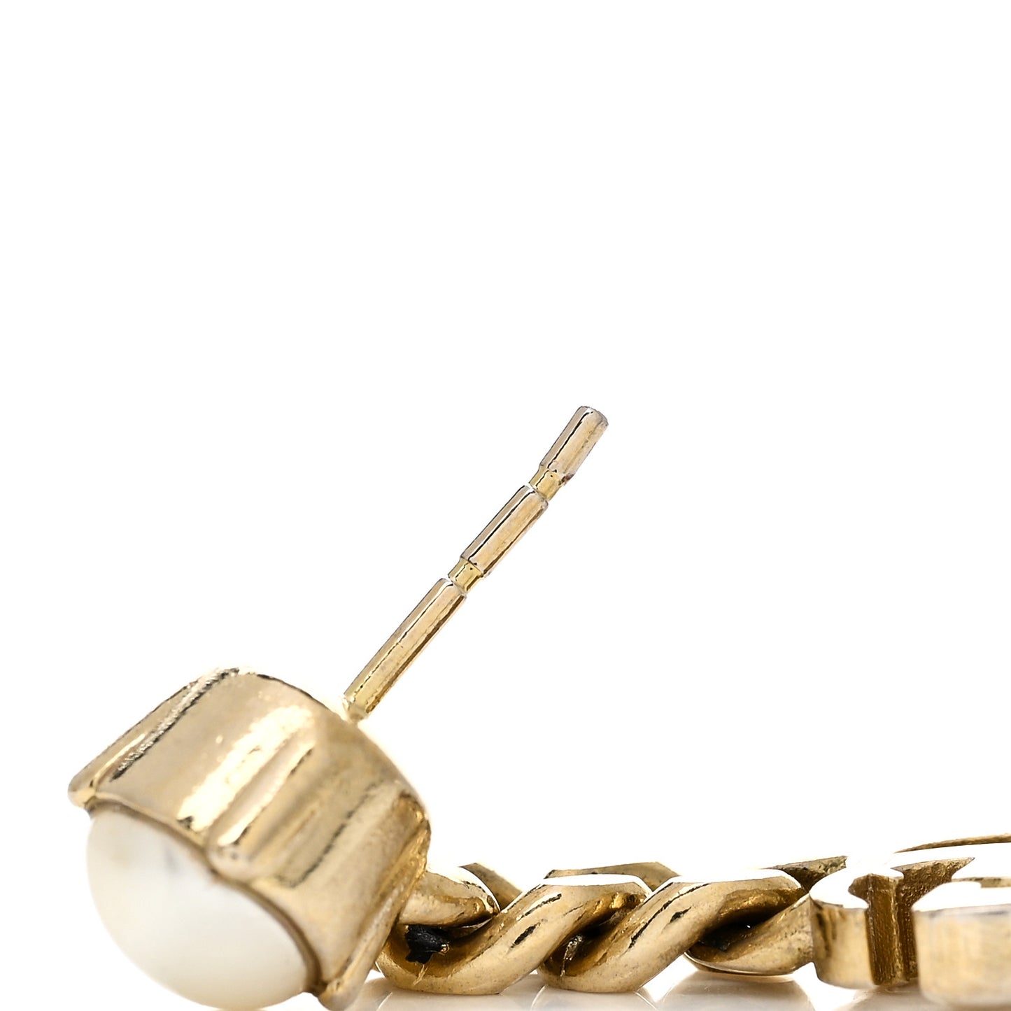 Metal Pearl Double G Earrings Gold