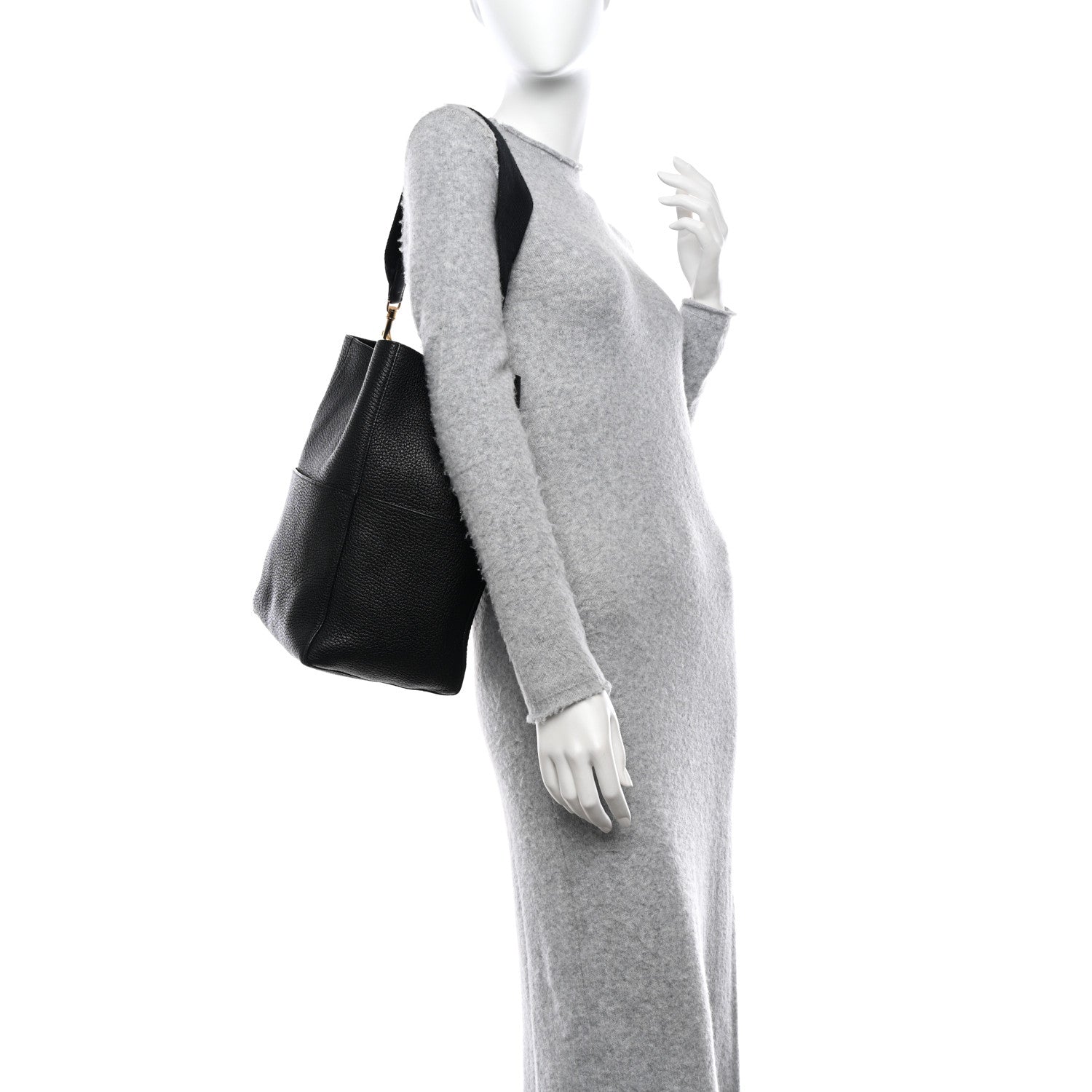 Celine Soft Grained Calfskin Sangle Bucket Bag Black 2 of 12