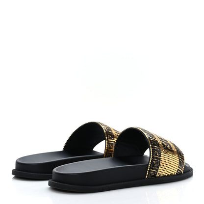 Versace X FENDI Metal Chainmail Mesh Pool Slides 42 Gold Black 4 of 8