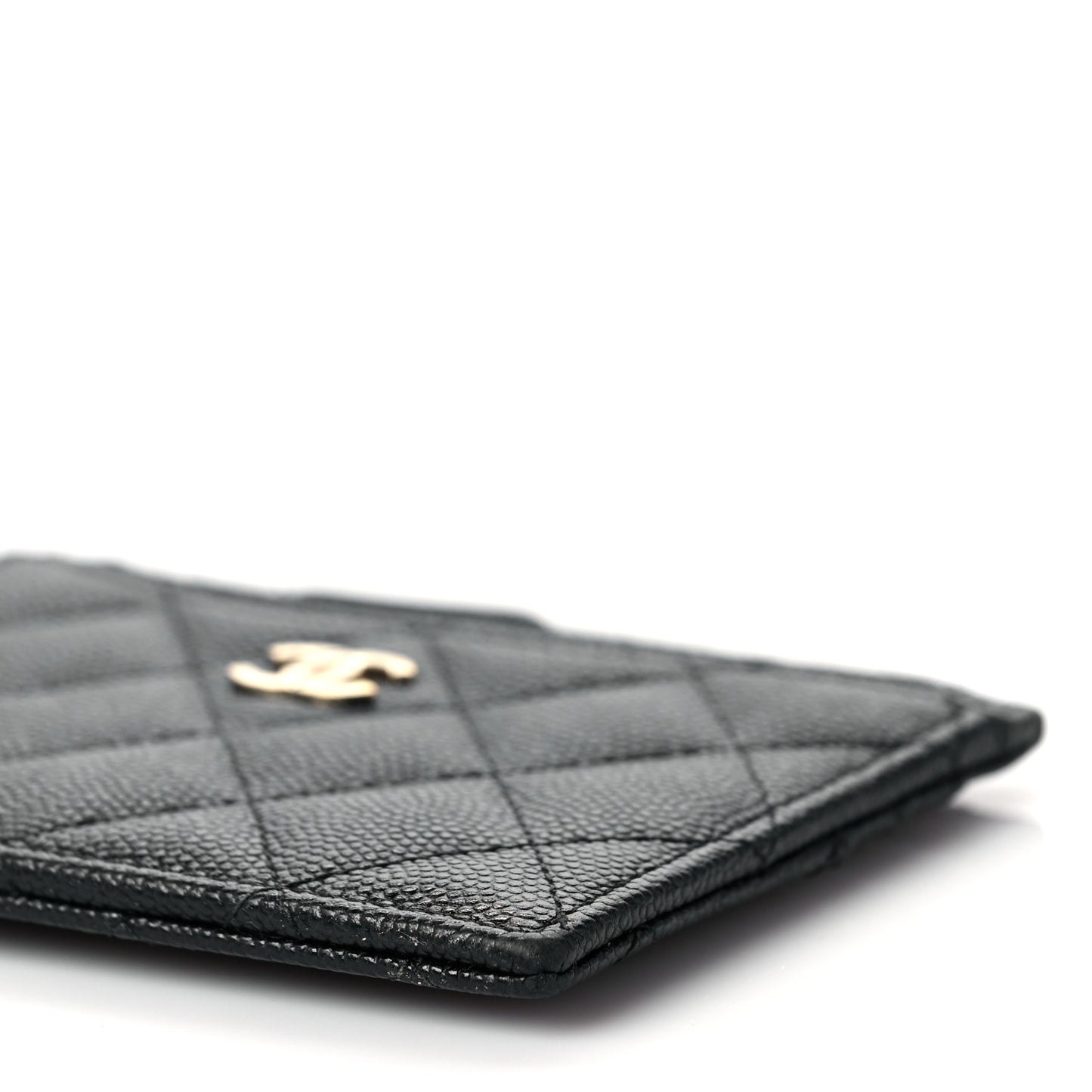 Caviar Quilted CC Zip Card Holder Black