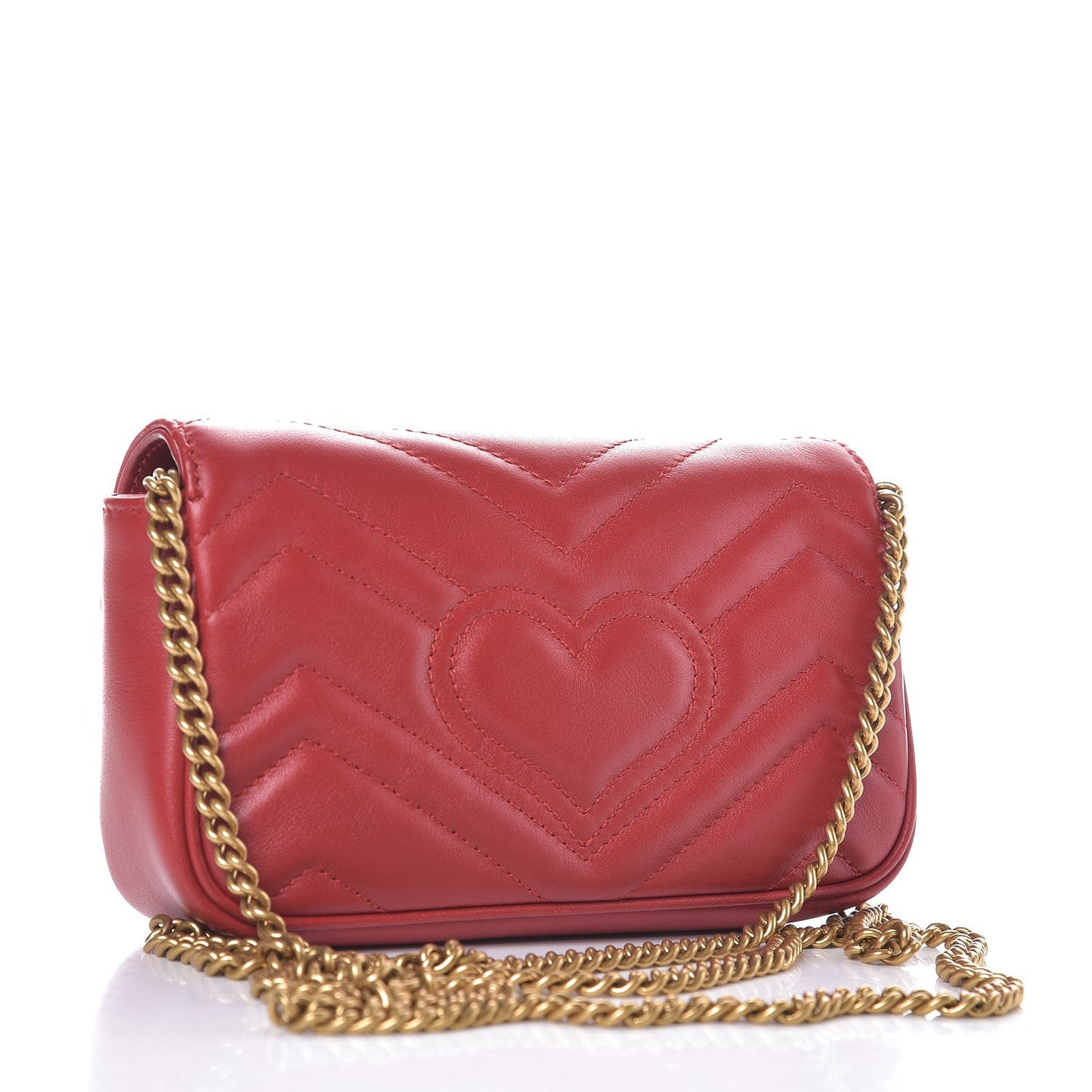 Calfskin Matelasse Super Mini GG Marmont Shoulder Bag Hibiscus Red
