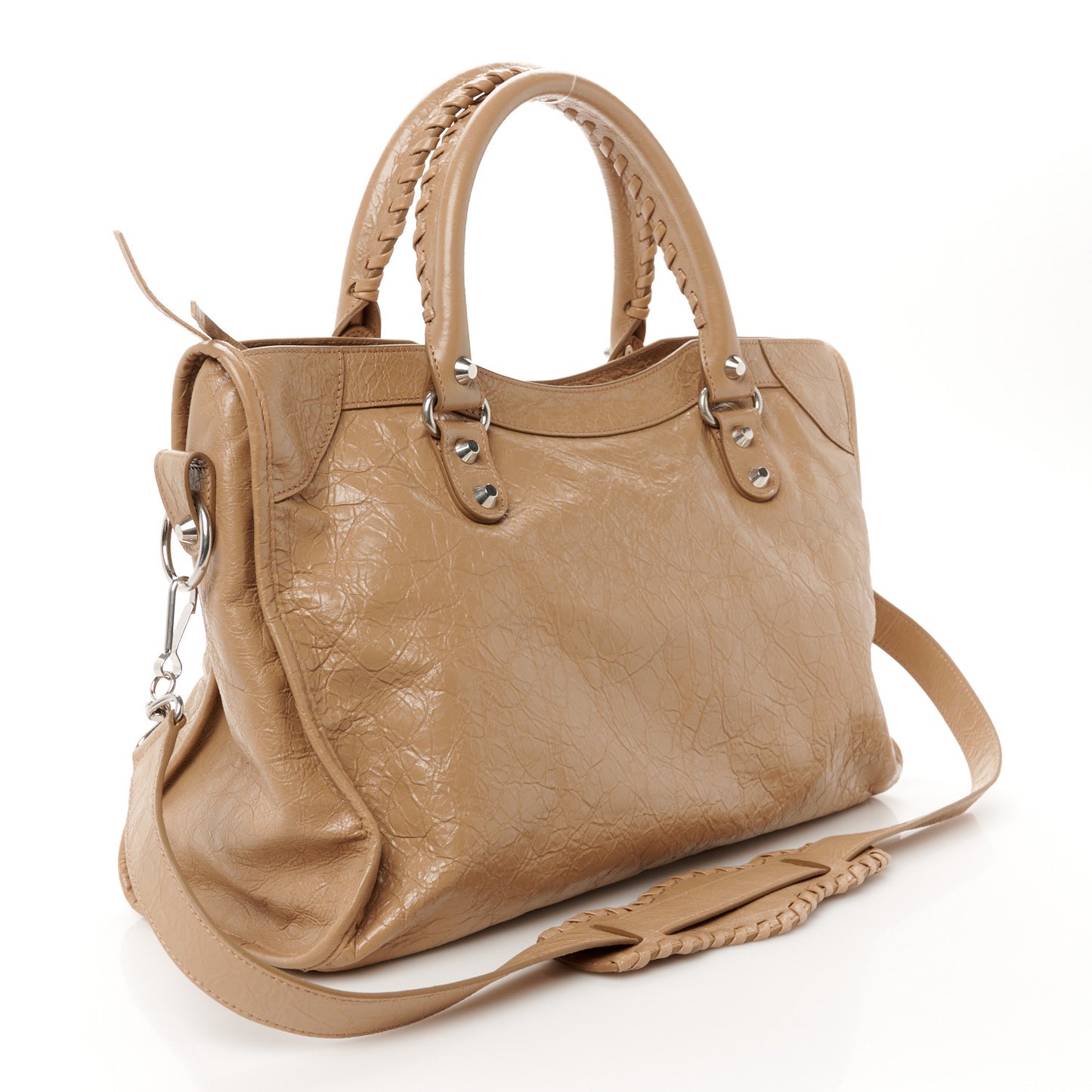 Agneau Arena Classic Silver Hardware Medium Le City Latte